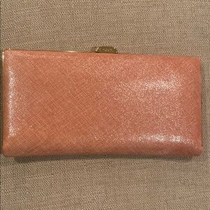 LODIS Pink Champagne  Clutch with Textured Leather and Metal Clasp